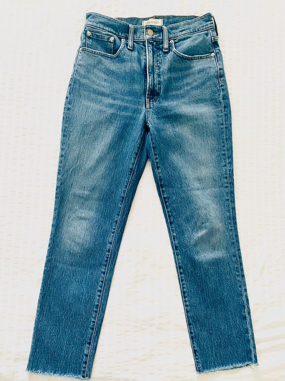 Madewell The Perfect Vintage Jeans 27 High Rise Raw Hem Straight Leg